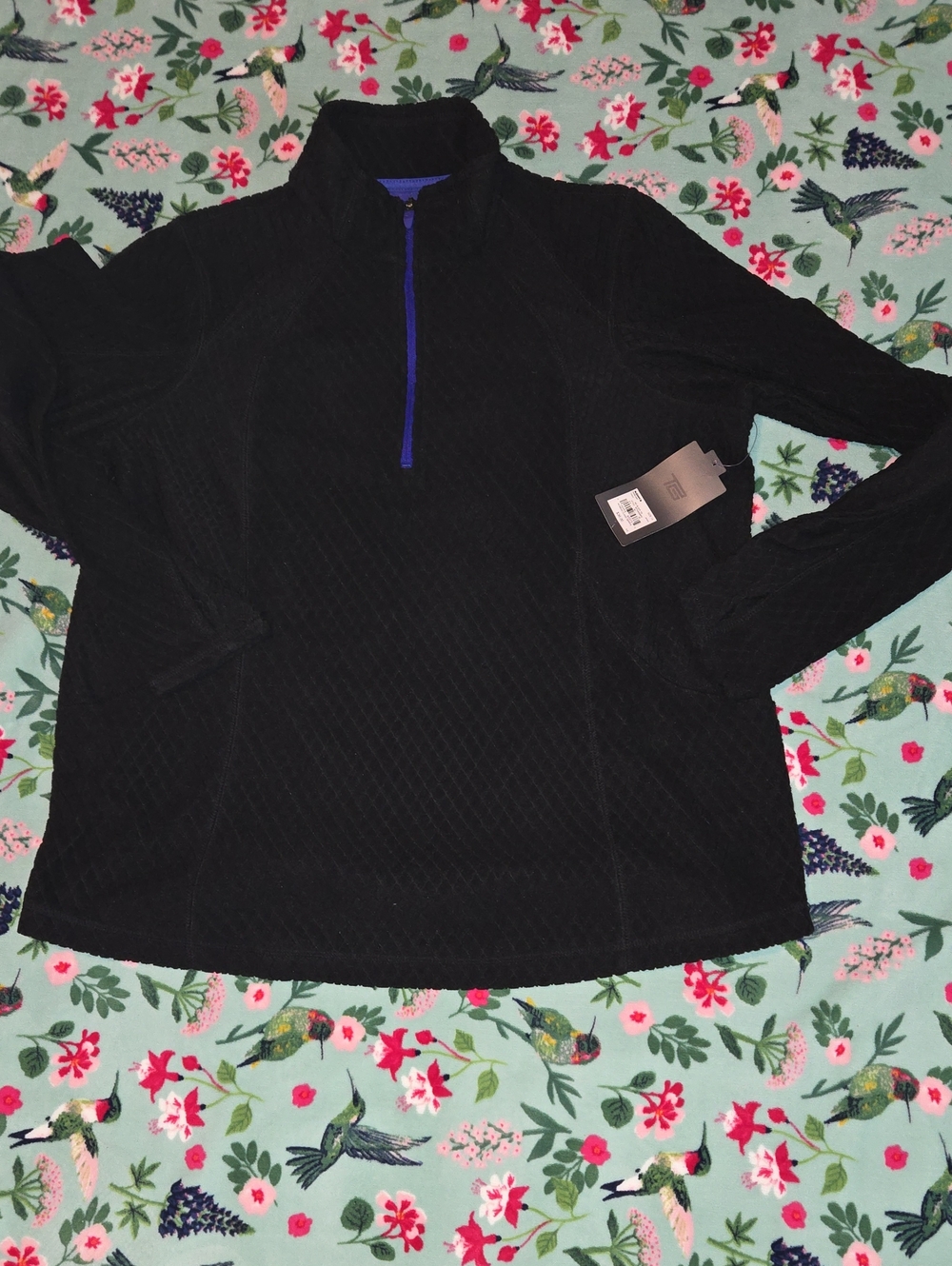 tek gear Women's Black Quarter-Zip Pullover with Royal Blue Zipper